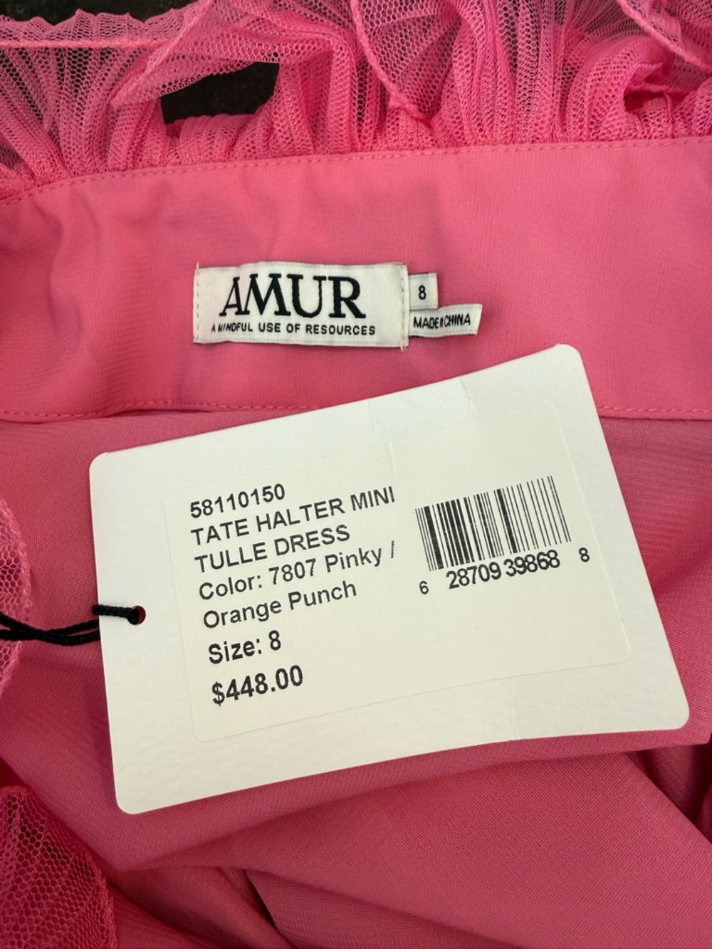AMUR Hot Pink and Orange Pleated Mini Dress - Picture 6 of 6